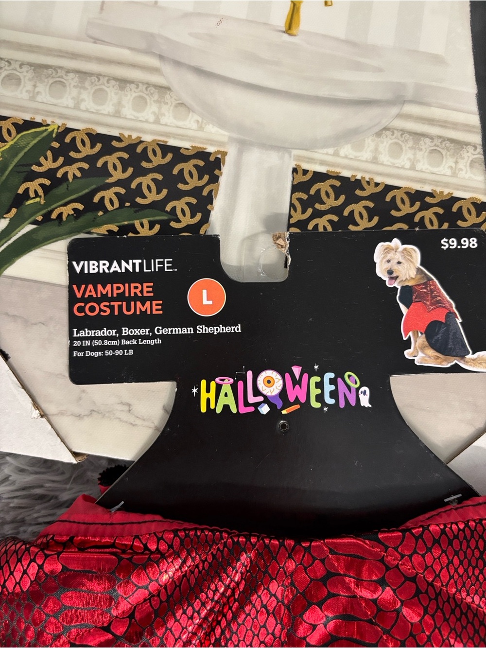 NWT Vibrant Red Vampire Bat Pet Dog Halloween Costume L Labrador Boxer Sheperd